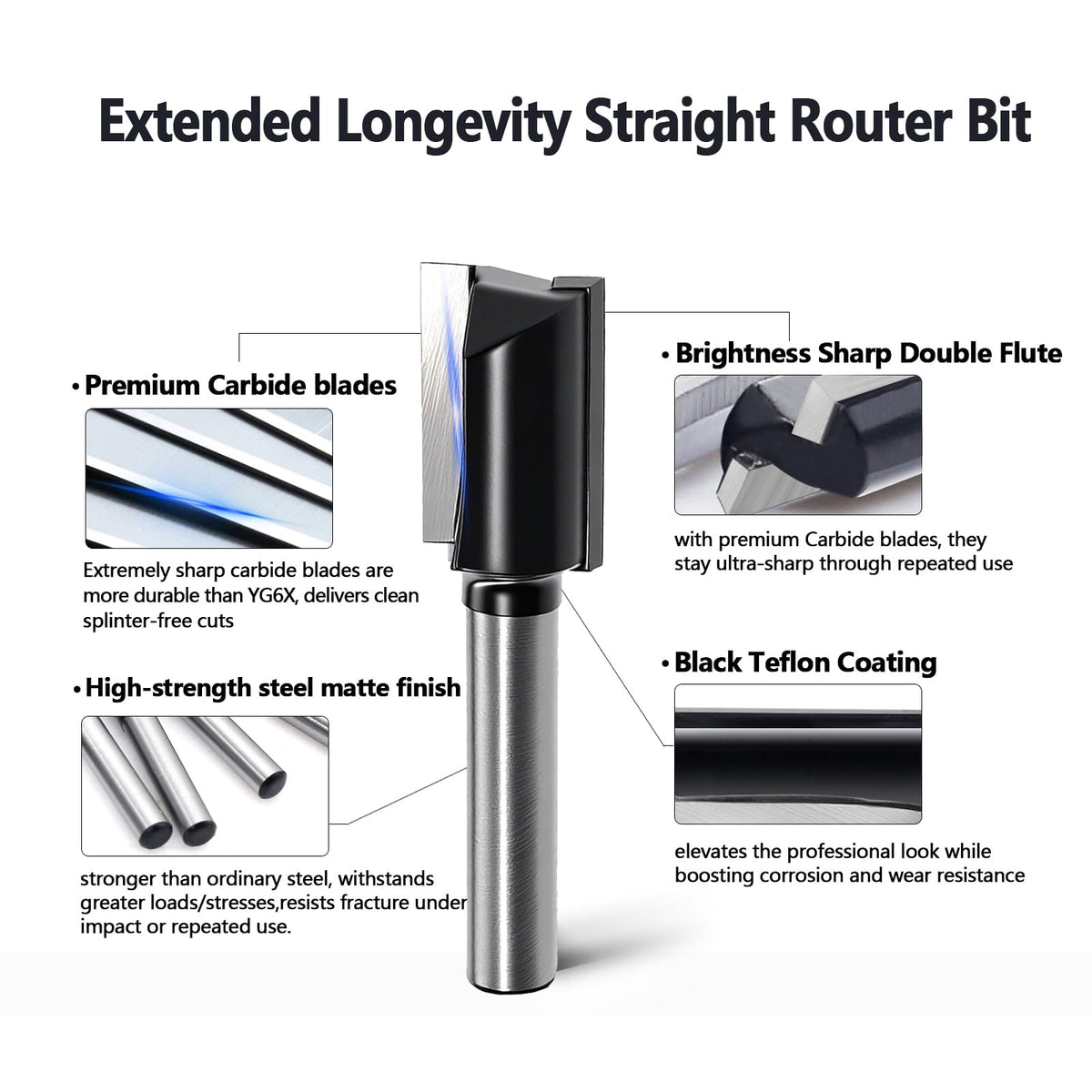 SICWOOD straight router bit set 3/8 inch diameter for chipboard joints