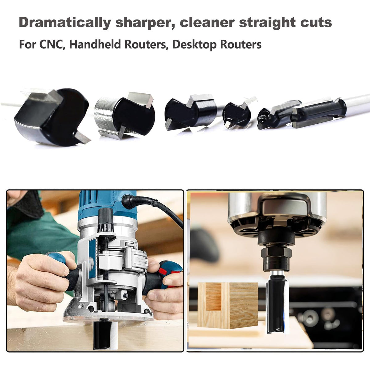 SICWOOD straight router bit set 5/16 inch diameter for smooth finish