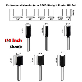 SICWOOD straight router bit set showing dado groove layout for precise joints