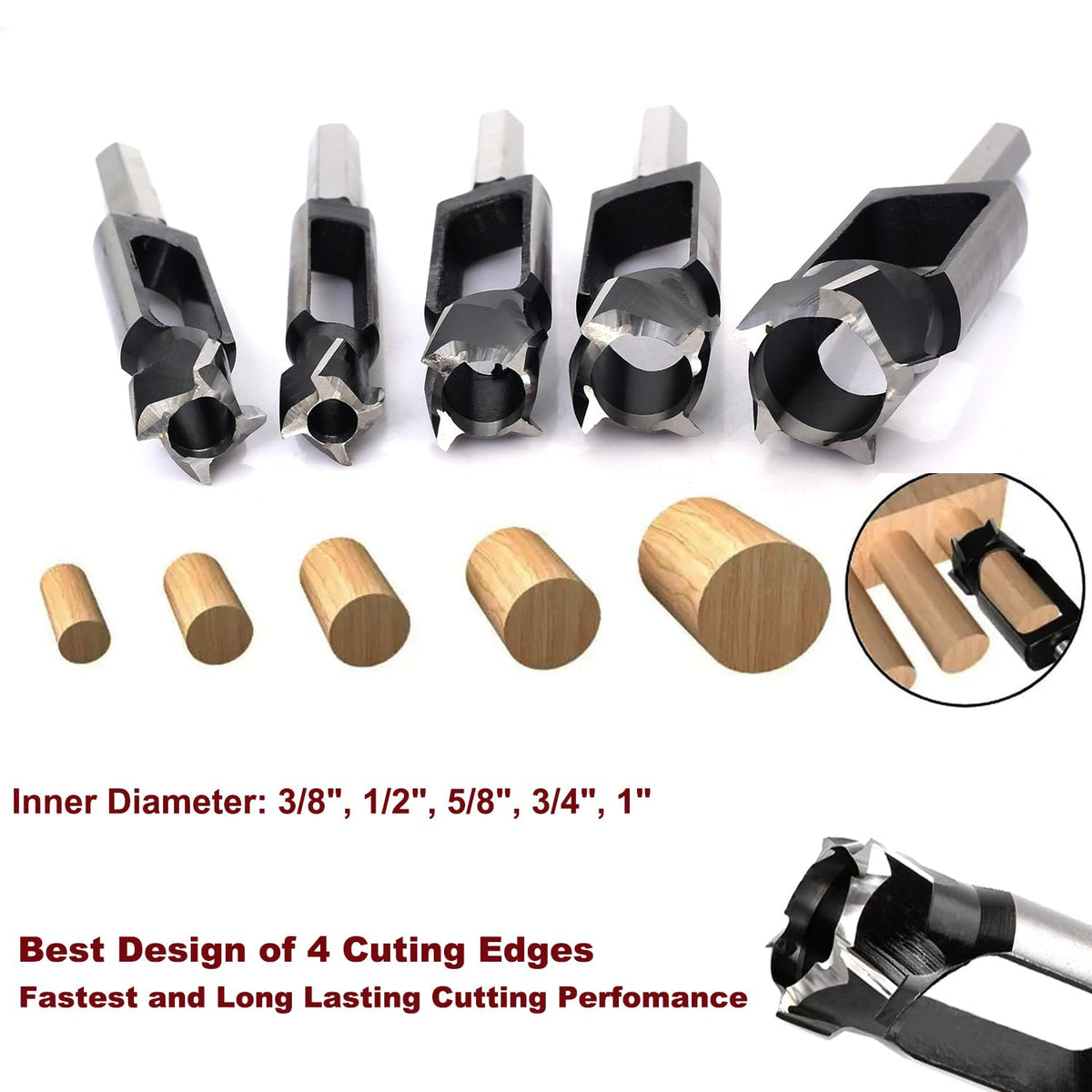 SICWOOD tenon-maker dowel cutters in action for precise dowel production.