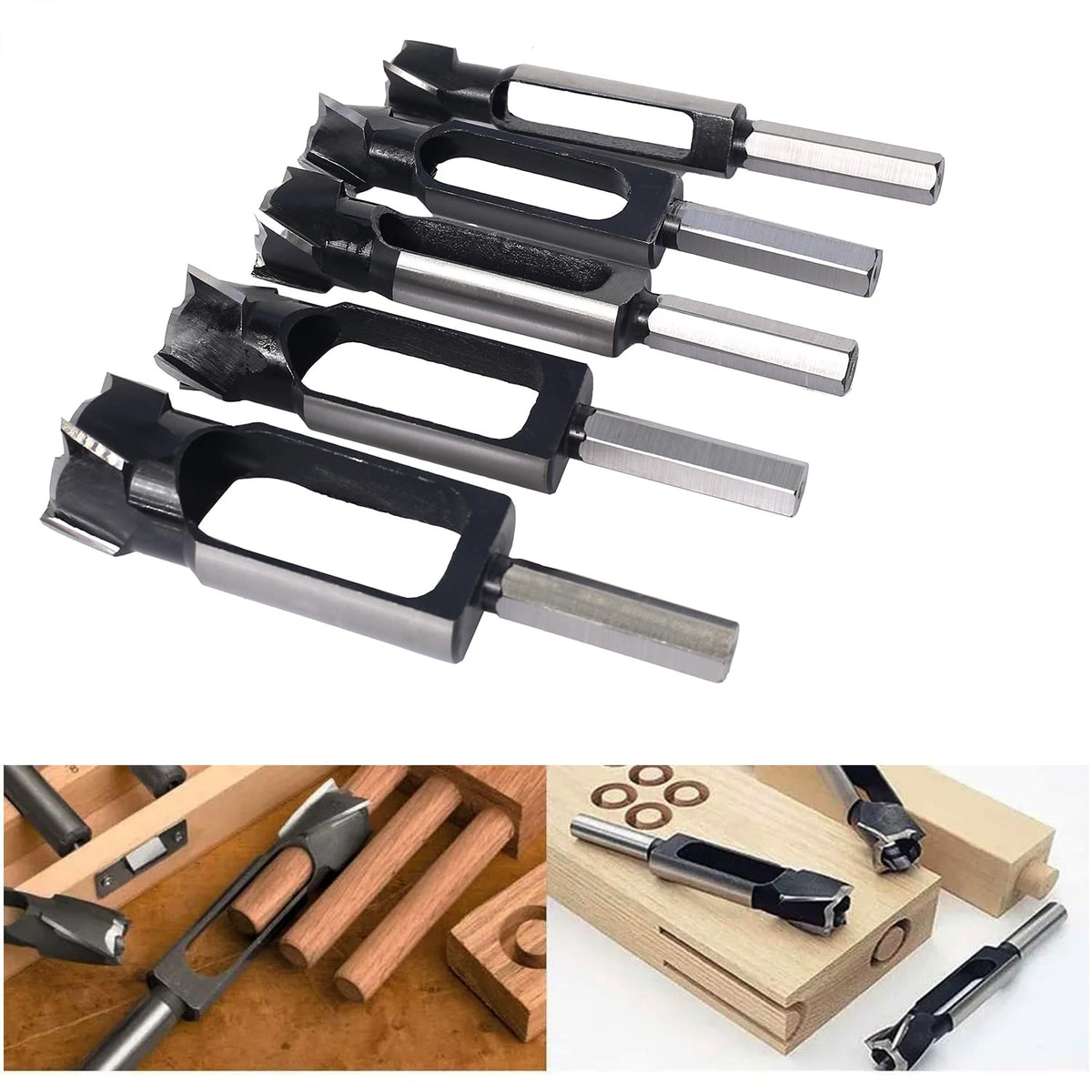 SICWOOD wood dowel cutters delivering clean cuts on a workpiece.