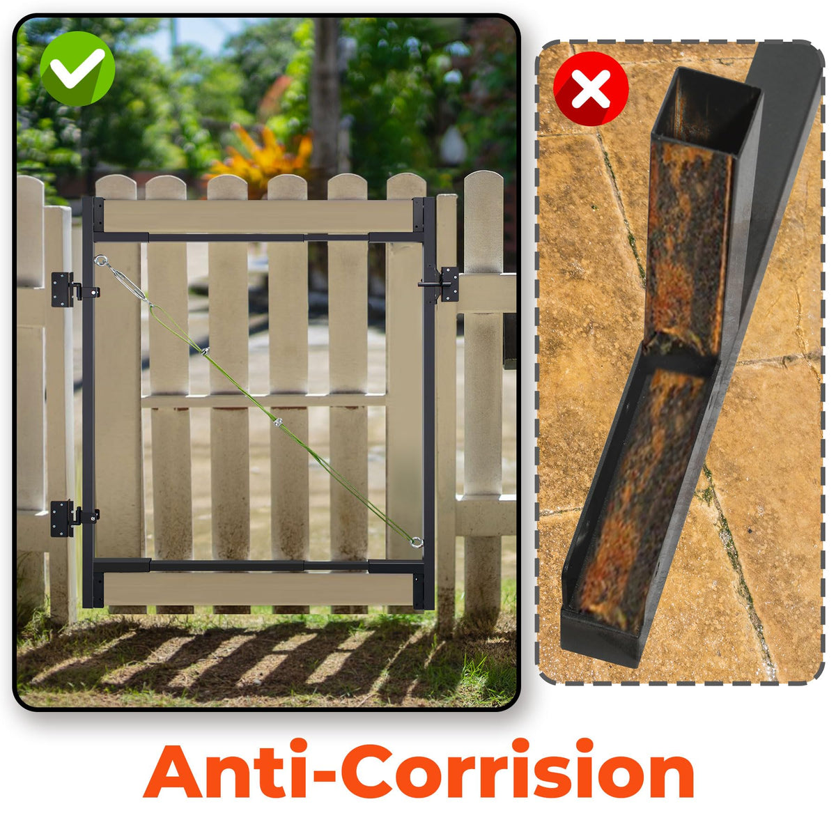 Sidasu heavy-duty fence gate kit telescoping assembly enables quick width changes.
