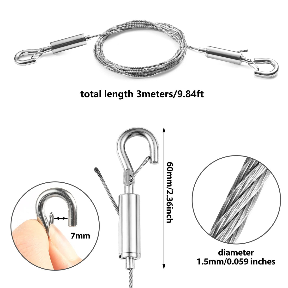 SIDENUO stainless steel hook kit with nickel-plated hardware for mounting