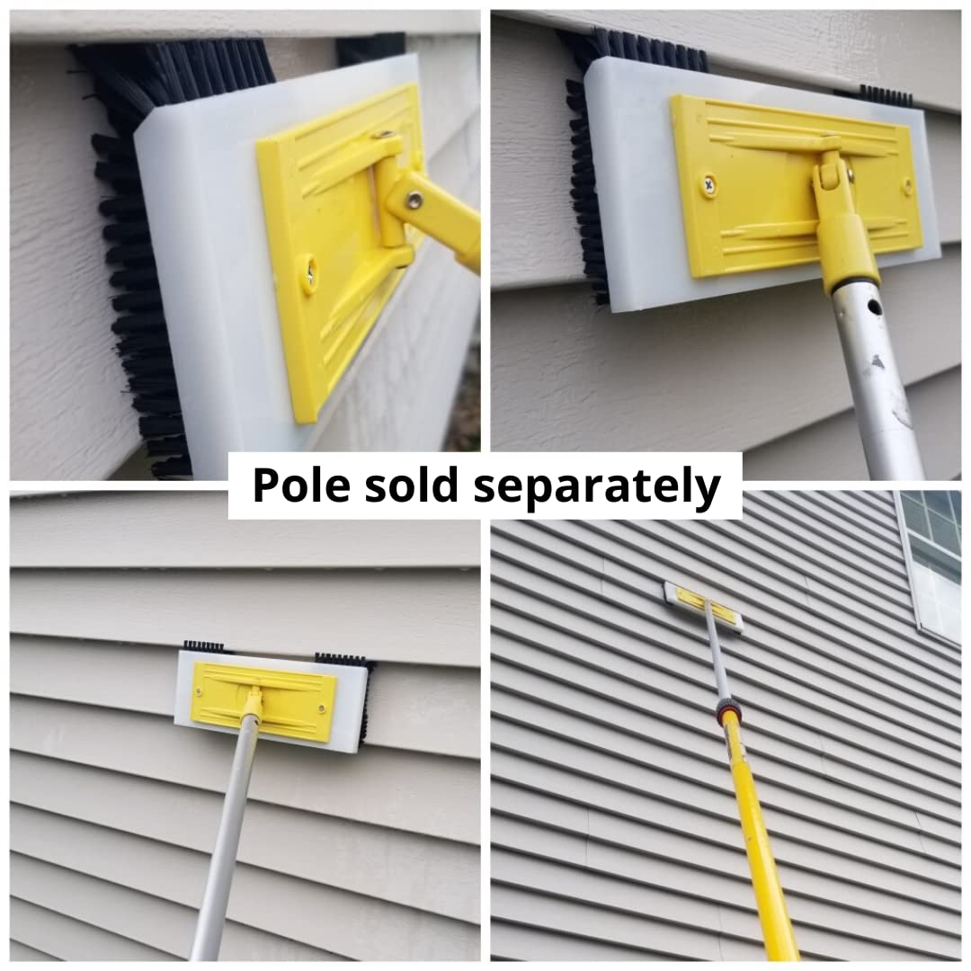 Siding Brush under lip cleaning demonstrates reaching tight gaps for hidden buildup.