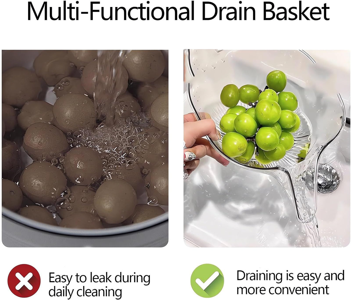 Sidmund drain basket fruit and vegetable rinse for quick cleaning.