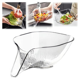 Sidmund drain basket over-sink for fast, clutter-free rinsing.
