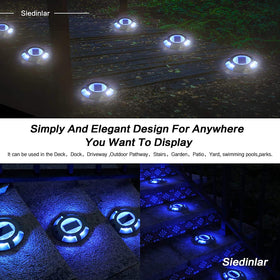 SIEDiNLAR garden path light with blue glow for ambience and safety.