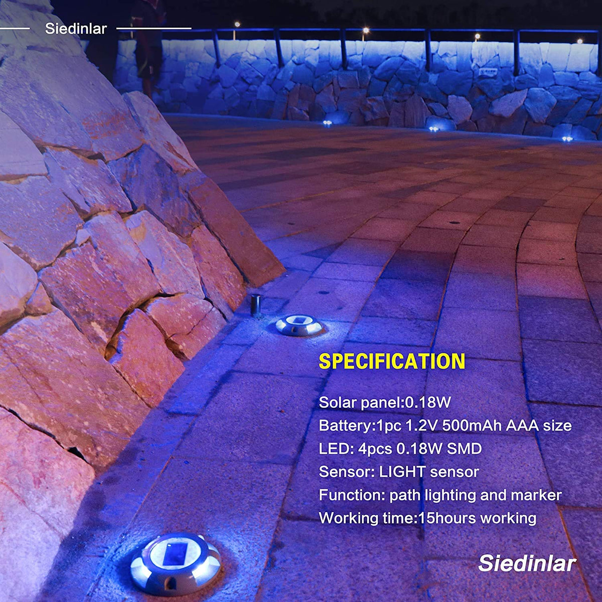 SIEDiNLAR sidewalk light blue waterproof for year-round use.