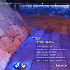 SIEDiNLAR sidewalk light blue waterproof for year-round use.