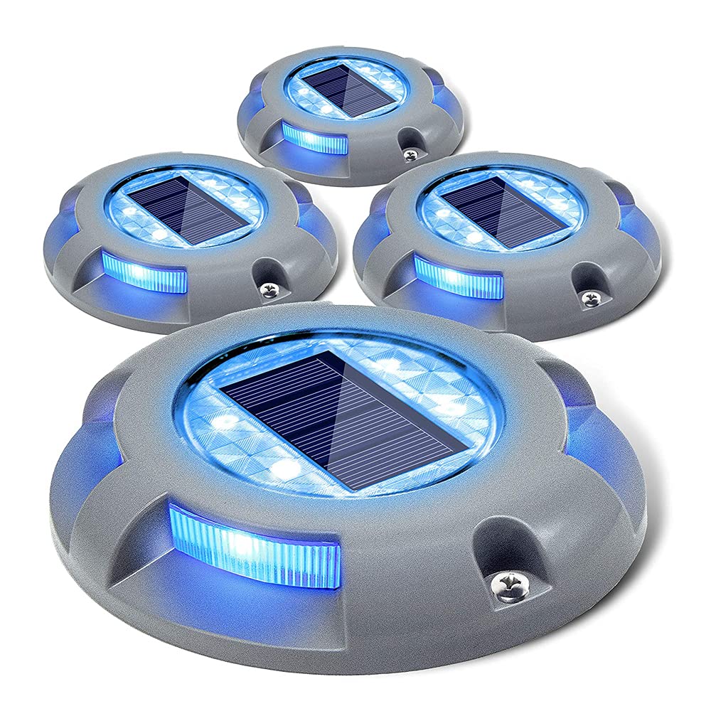 SIEDiNLAR solar deck light with blue glow for safe outdoor decking.
