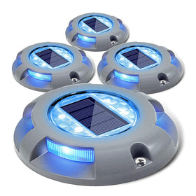 SIEDiNLAR solar deck light with blue glow for safe outdoor decking.