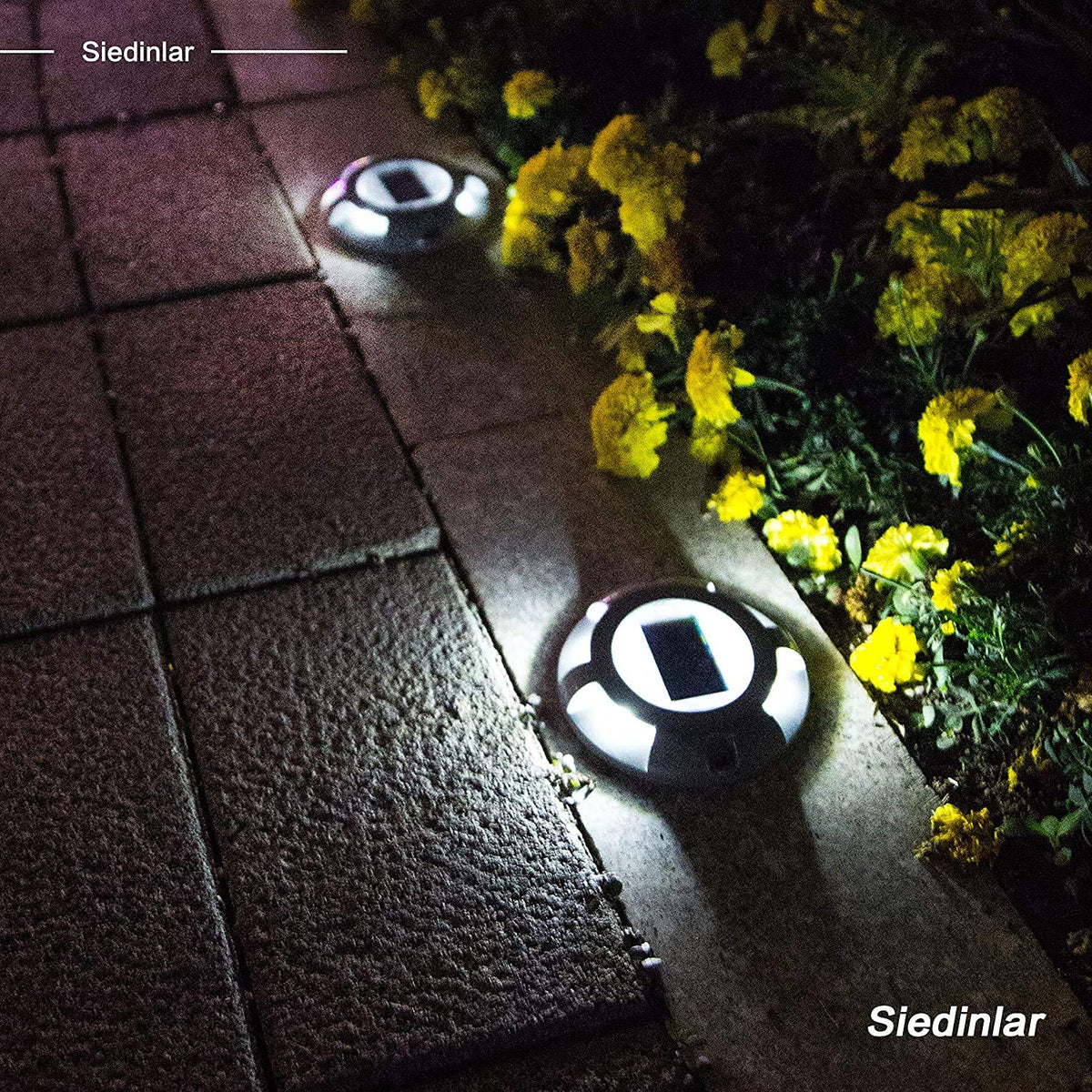SIEDiNLAR solar panel charges during day; auto on at dusk