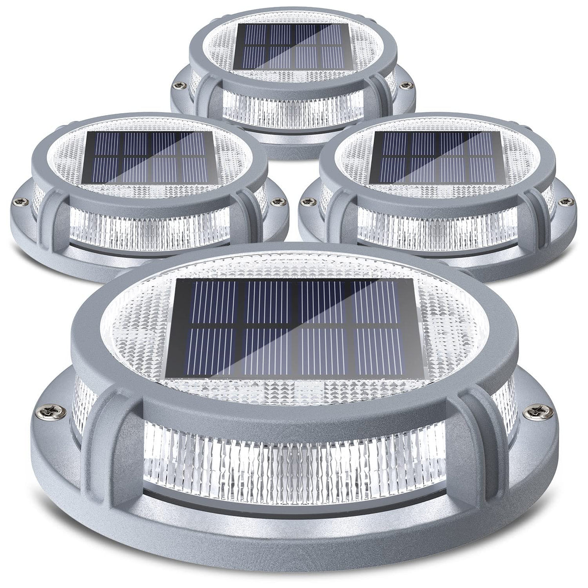 SIEDiNLAR solar deck light close-up with ambient glow from 16 LEDs