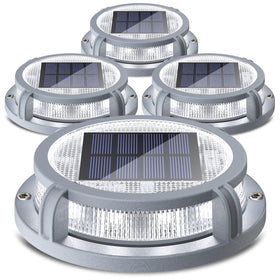 SIEDiNLAR solar deck light close-up with ambient glow from 16 LEDs