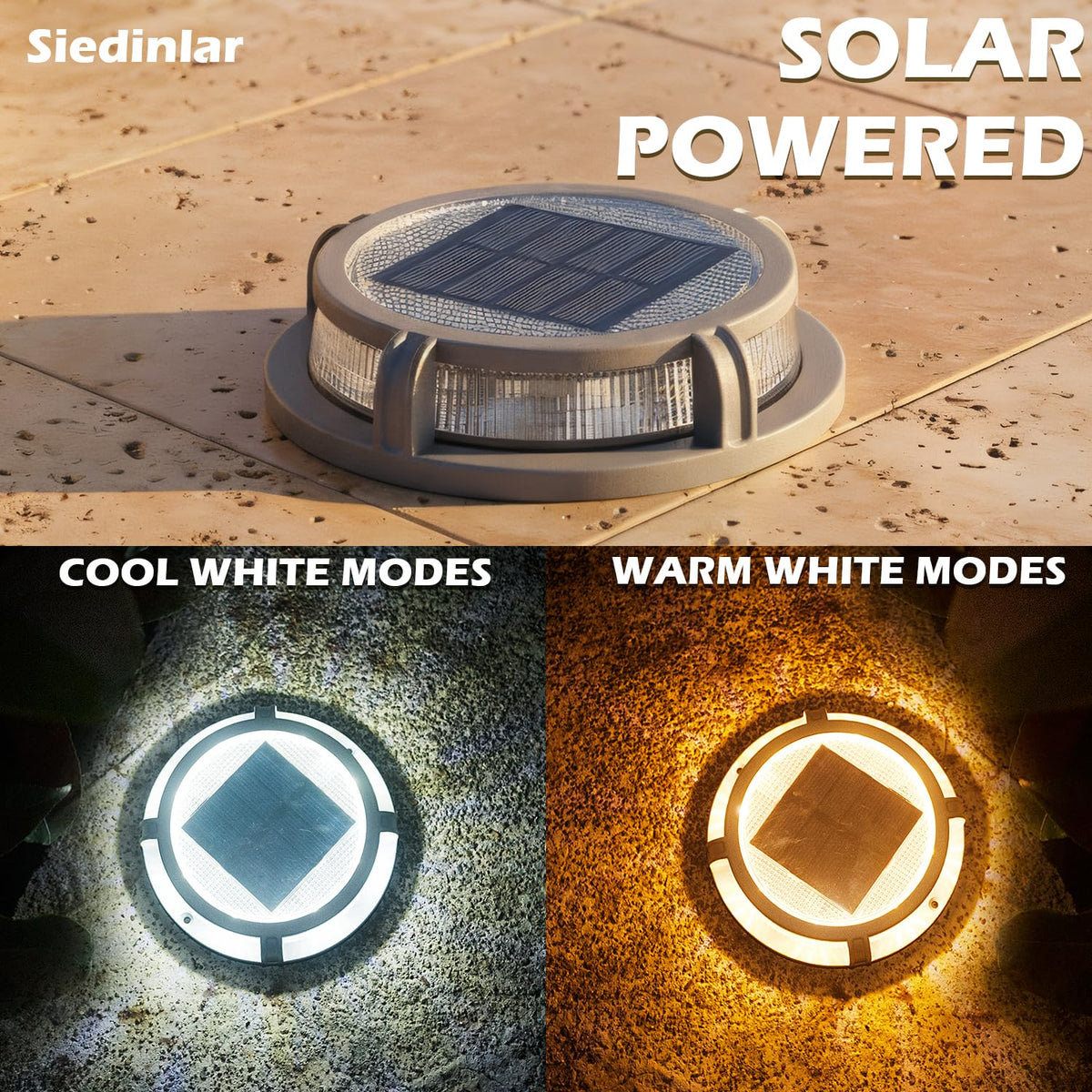 SIEDiNLAR dual-color outdoor light showing cool and warm white options
