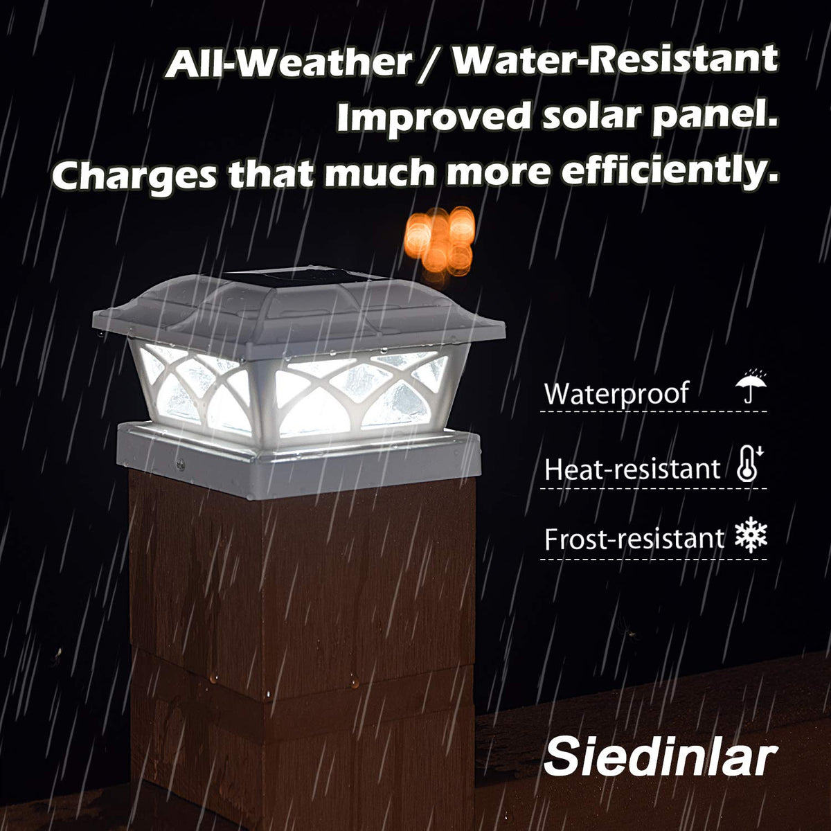 SIEDiNLAR easy-installation post cap allows top or side mounting