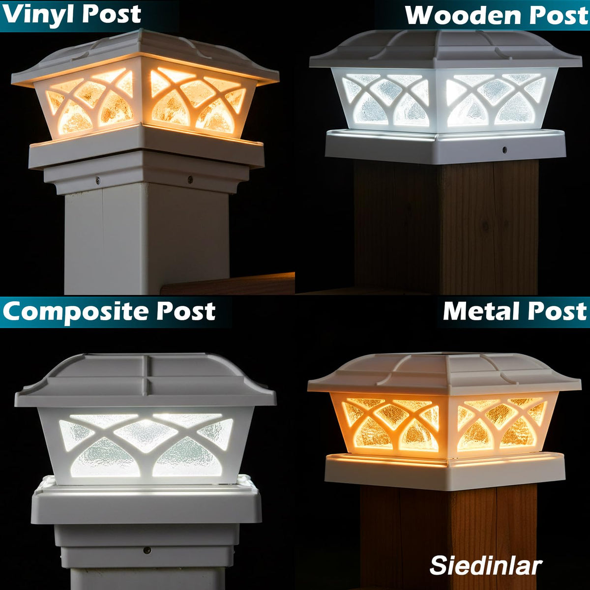 SIEDiNLAR IP44 waterproof post cap protects posts during rain and sun