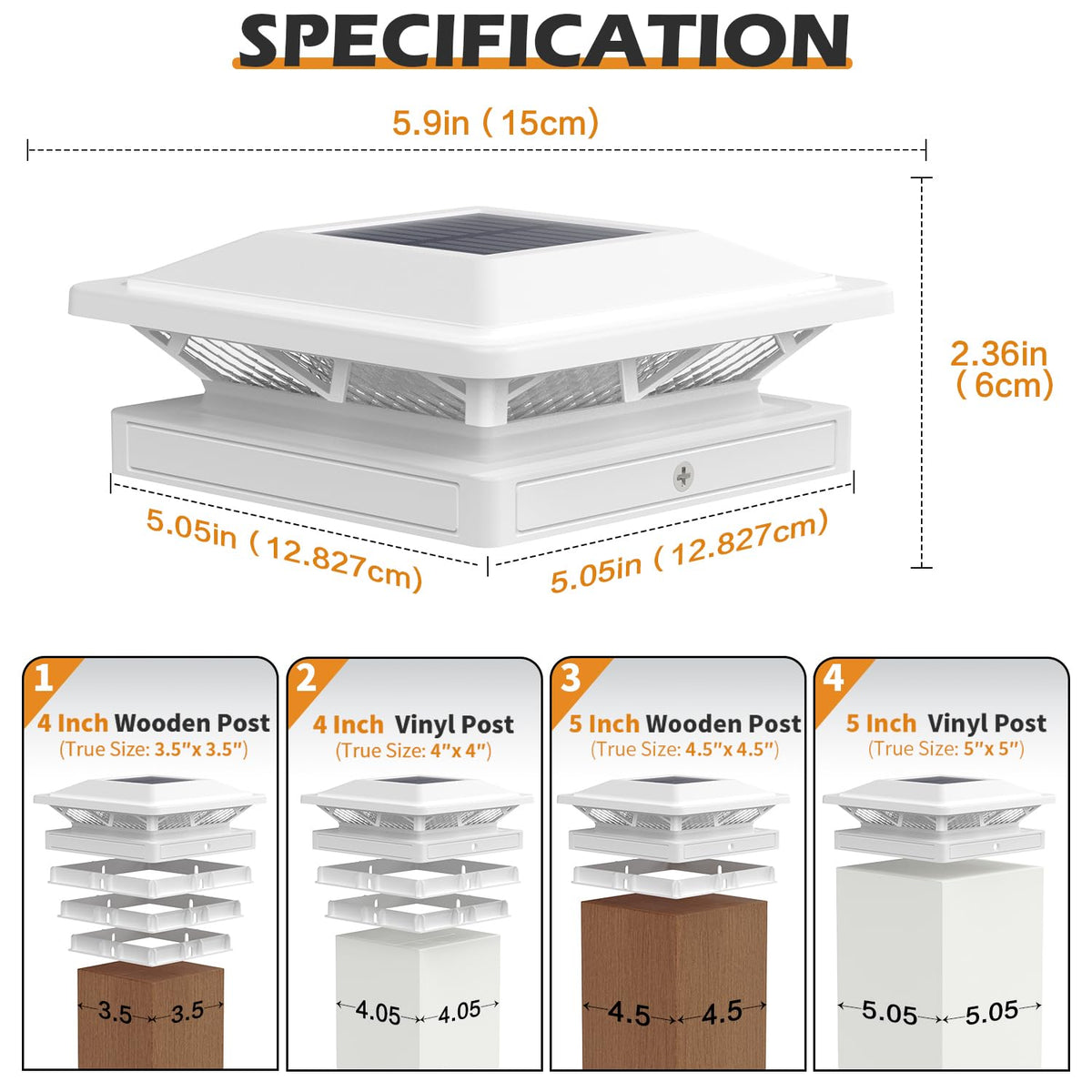 SIEDiNLAR solar post cap light IP44 weatherproof protects against rain