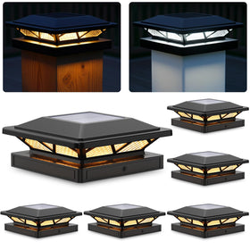 SIEDiNLAR solar post cap light pack on a deck post for modern ambiance.