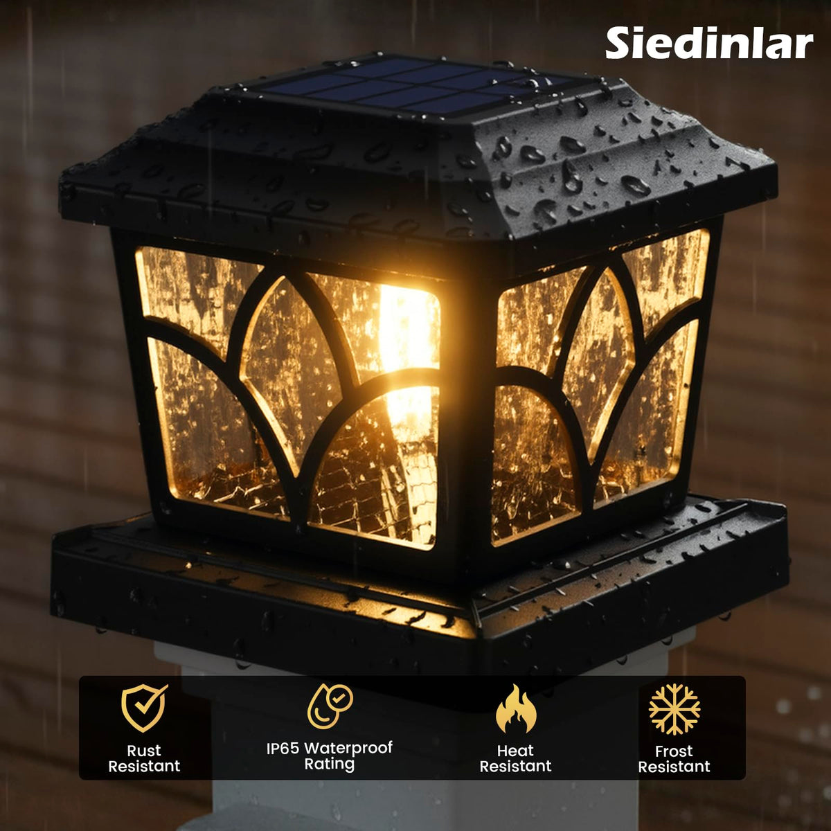 SIEDiNLAR Solar Post Cap Light weather-resistant and UV-protected outdoors.