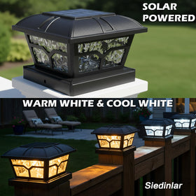 SIEDiNLAR solar post cap light with diamond lampshade brightening posts