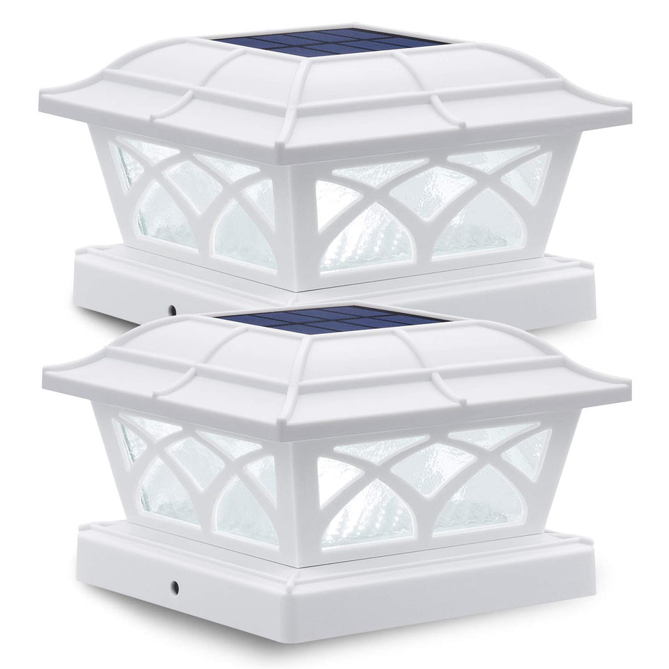 SIEDiNLAR solar post cap lights glow warmly on glass for fence aesthetics.