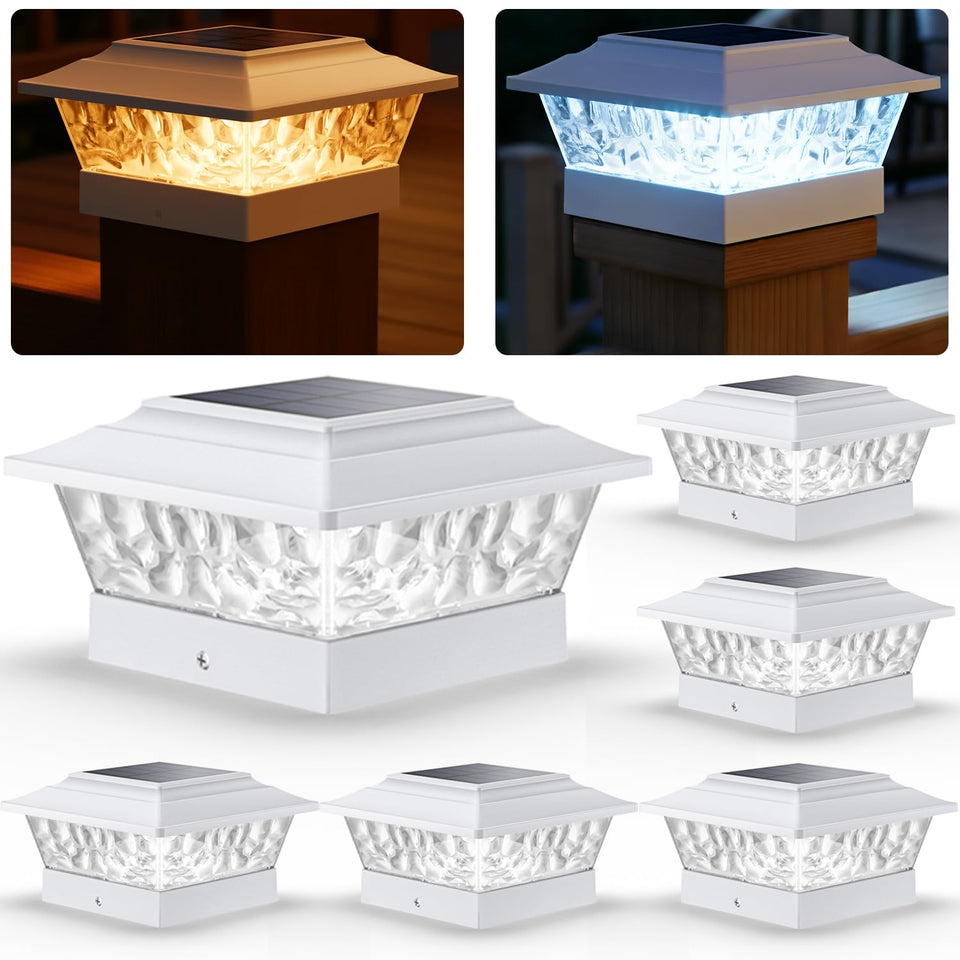 SIEDiNLAR solar post lights with 12 LEDs illuminate fences for stylish evenings.