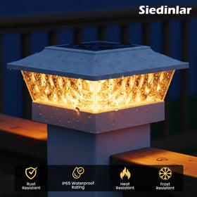 SIEDiNLAR solar post lights create ambient patterns for decks and patios.