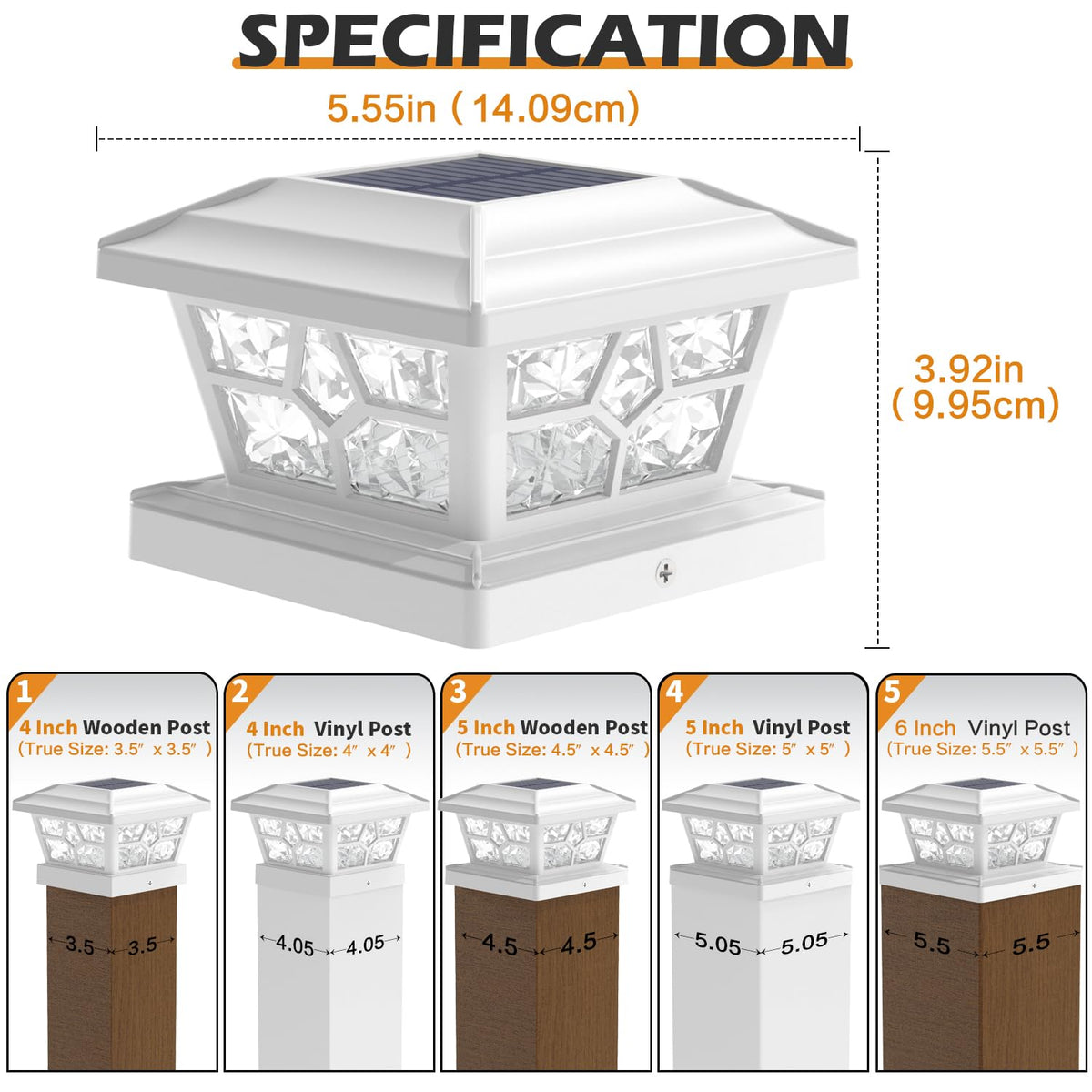 SIEDiNLAR post lights install easily with interchangeable bases for 4x4, 5x5, 6x6 posts.