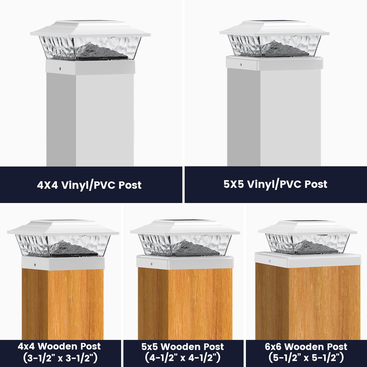 SIEDiNLAR post cap design casts decorative light on posts and surroundings.