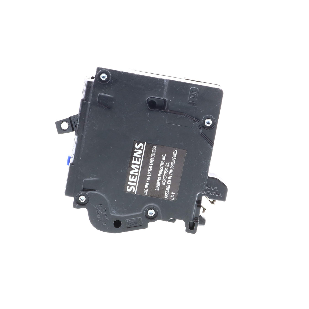 Siemens 15A AFCI plug-on-neutral breaker terminal layout focusing on neutral bar connection