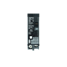 Siemens GFCI breaker during installation showing plug-on-neutral wiring