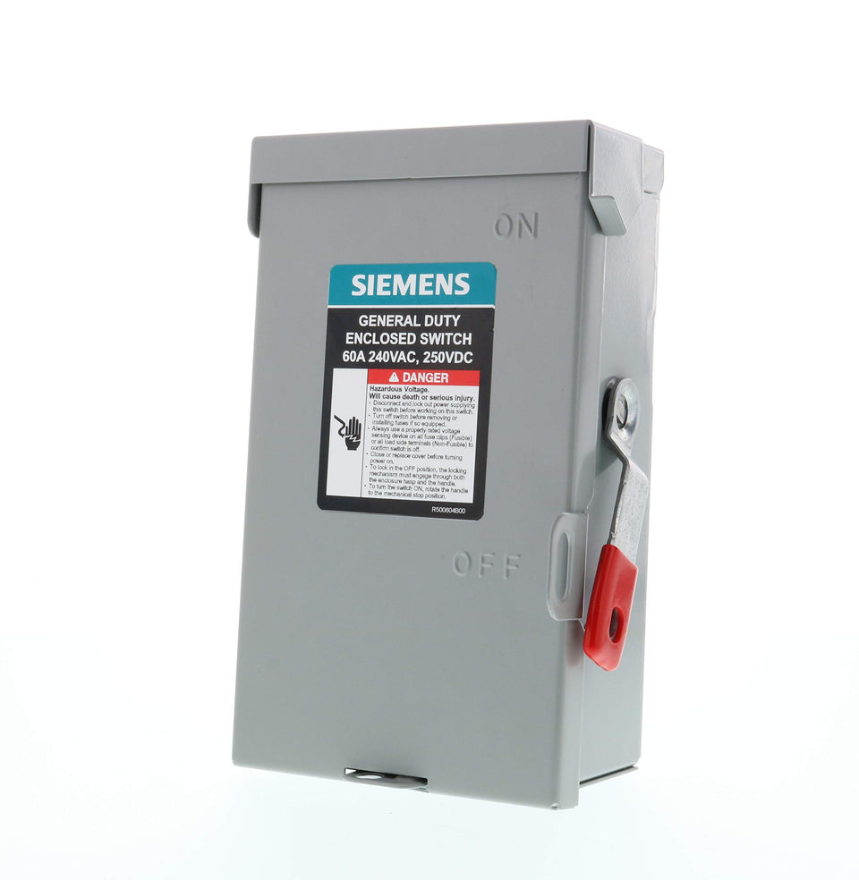 SIEMENS general-duty safety switch outdoor with visible on/off indicator for quick status.