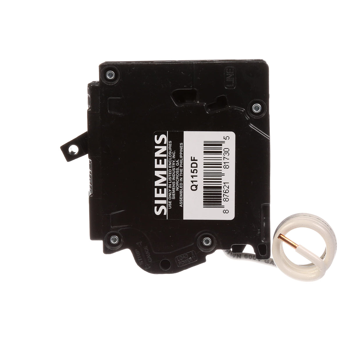 Siemens Q115DF self-test feature performs automatic checks to ensure protection