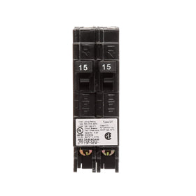 Siemens Q1515 duplex breaker side view highlighting space-saving design.