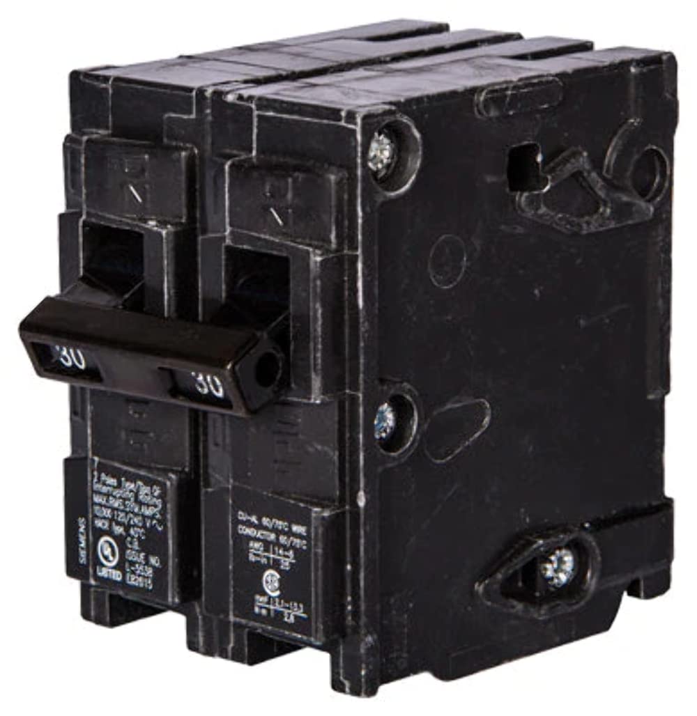 Siemens Q220 20A double-pole breaker installed in a panel for reliable overload protection.