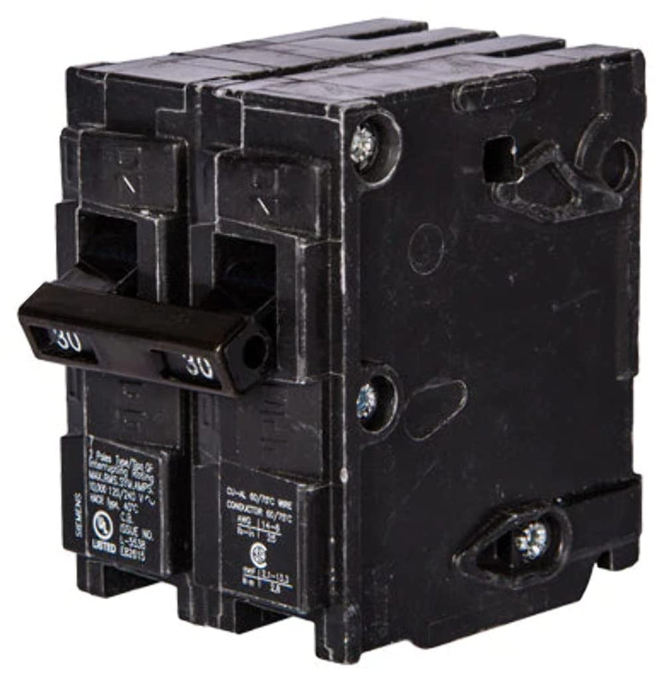 Siemens Q220 20A double-pole breaker installed in a panel for reliable overload protection.
