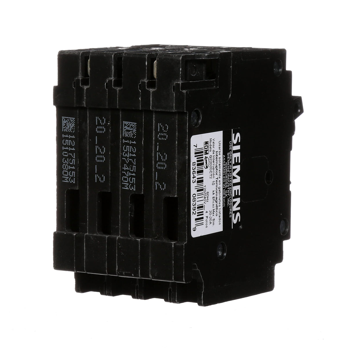 Siemens Q22020CT2 space-saving design helps efficient panel layout.