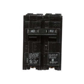 Close-up of Siemens QP breaker showing plug-in connection in a load center.