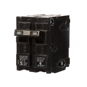 Siemens Q250 50A double-pole breaker plugged into a panel for overload protection