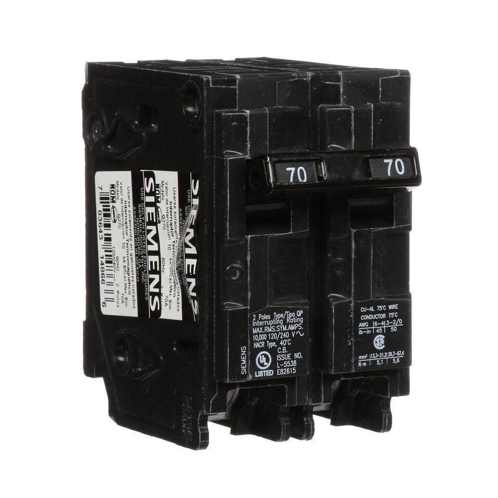 Siemens Q270 10,000 AIC rating depicted for strong surge handling.