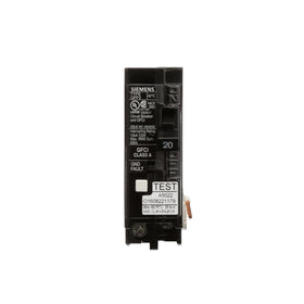 Siemens QF120A single-pole 20A wiring setup shows a compact installation.