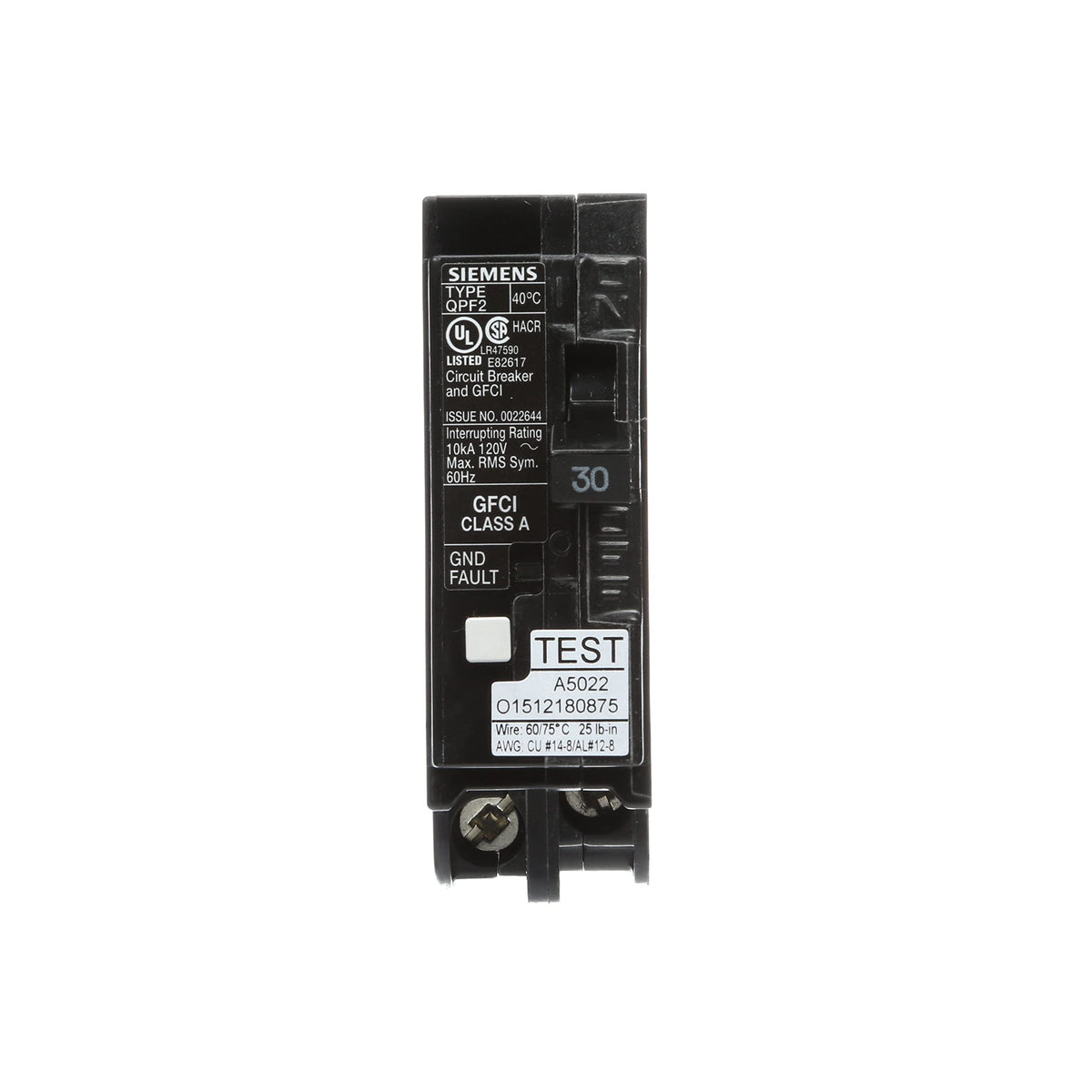Siemens QF130A side view shows compact installation in a panel.