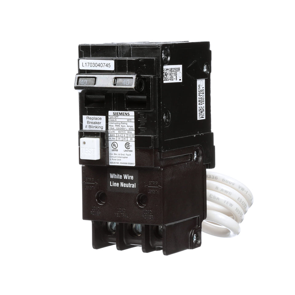 Siemens QF240A front view showing durable dual-function protection for home circuits.