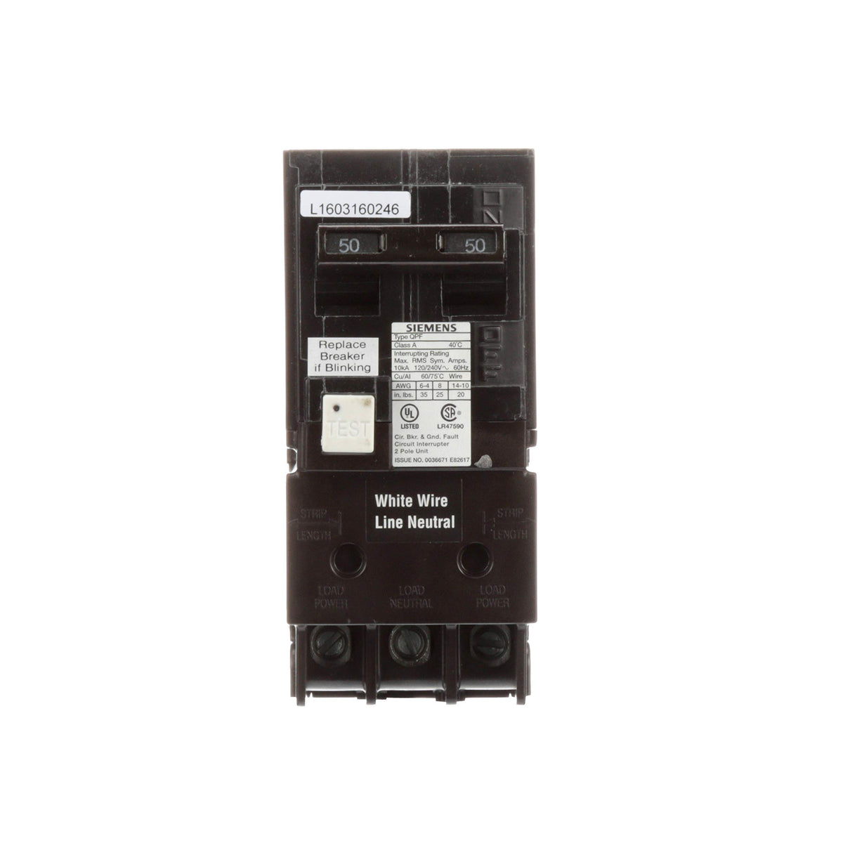 Siemens QF250A breaker, side view, compact install for safe, code-compliant circuits.