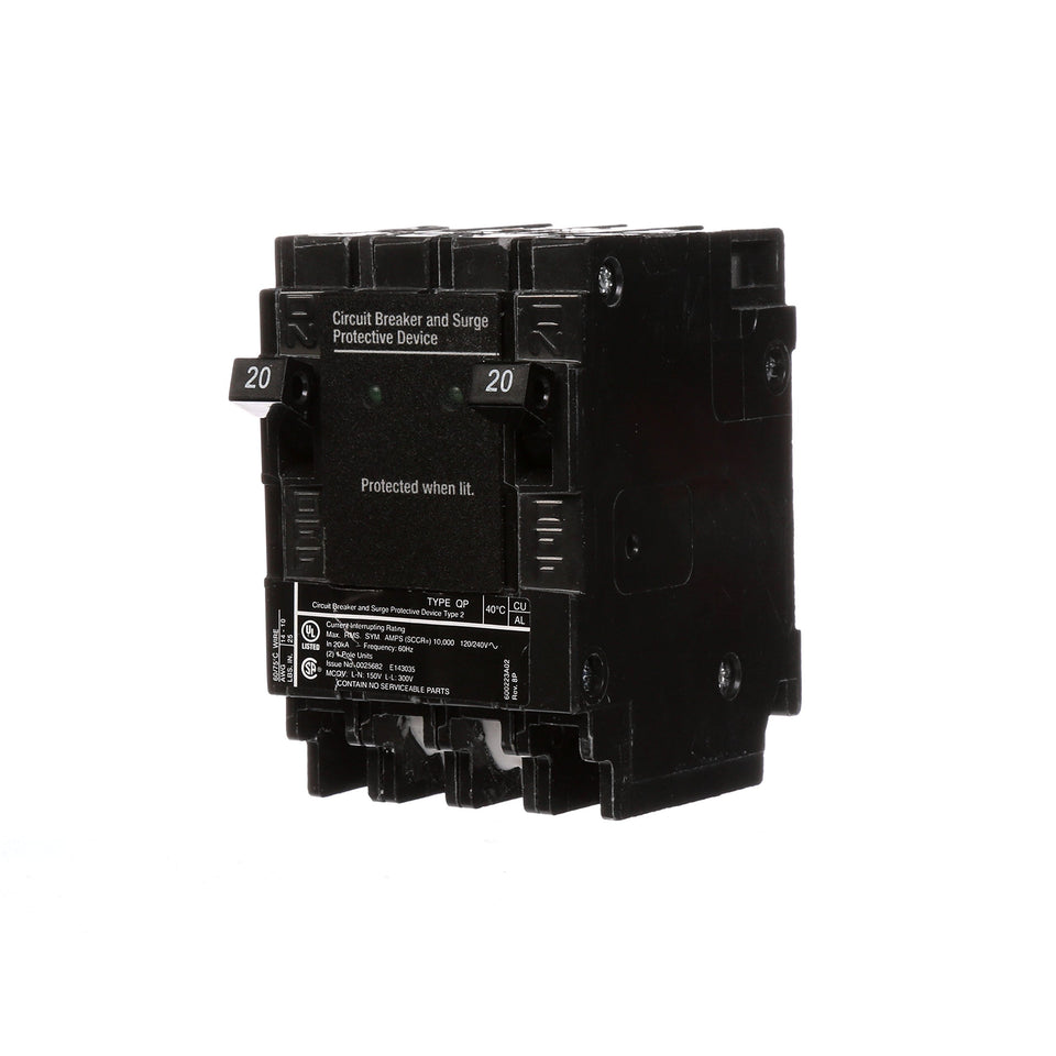 Siemens QSA2020SPD front view showing whole-house surge protection for the panel.