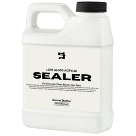Sienna Studios acrylic sealer bottle front showing ready-to-use protection for porous surfaces