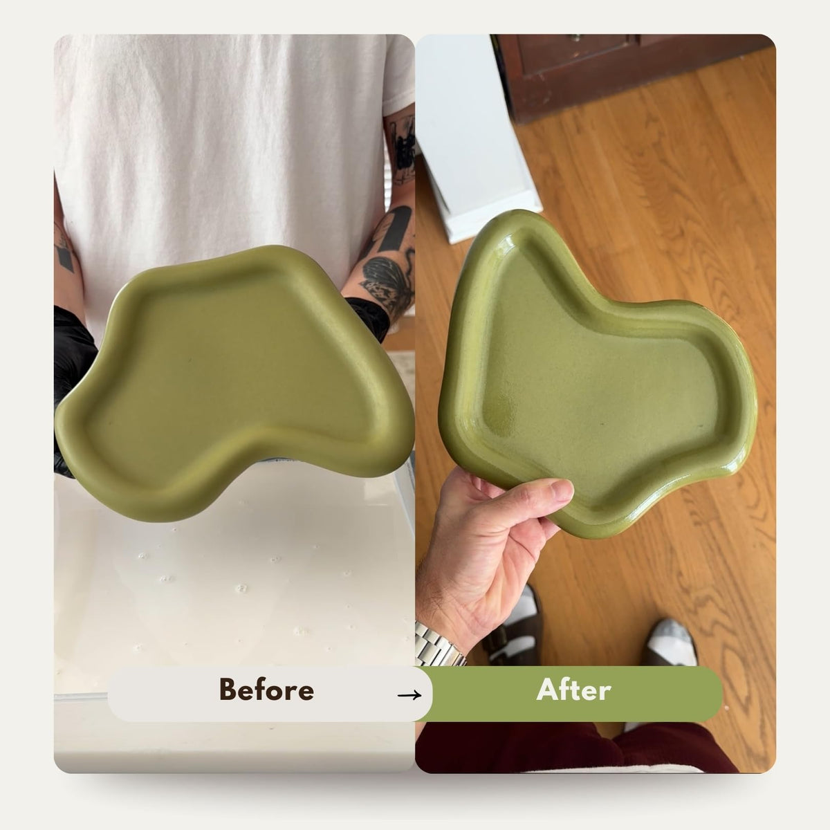Sienna Studios acrylic sealer tray sealed shows low-gloss finish on cement surfaces