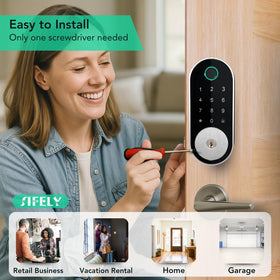 Sifely auto-lock feature securing the door automatically.