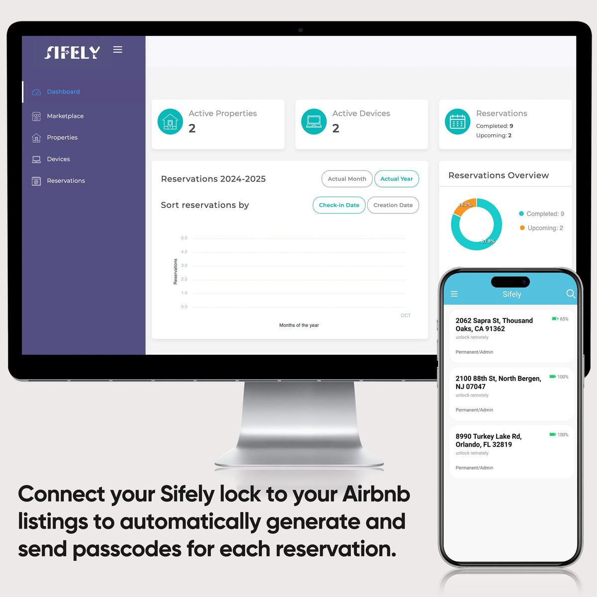 Sifely auto-lock indicator highlighting automatic locking after entry